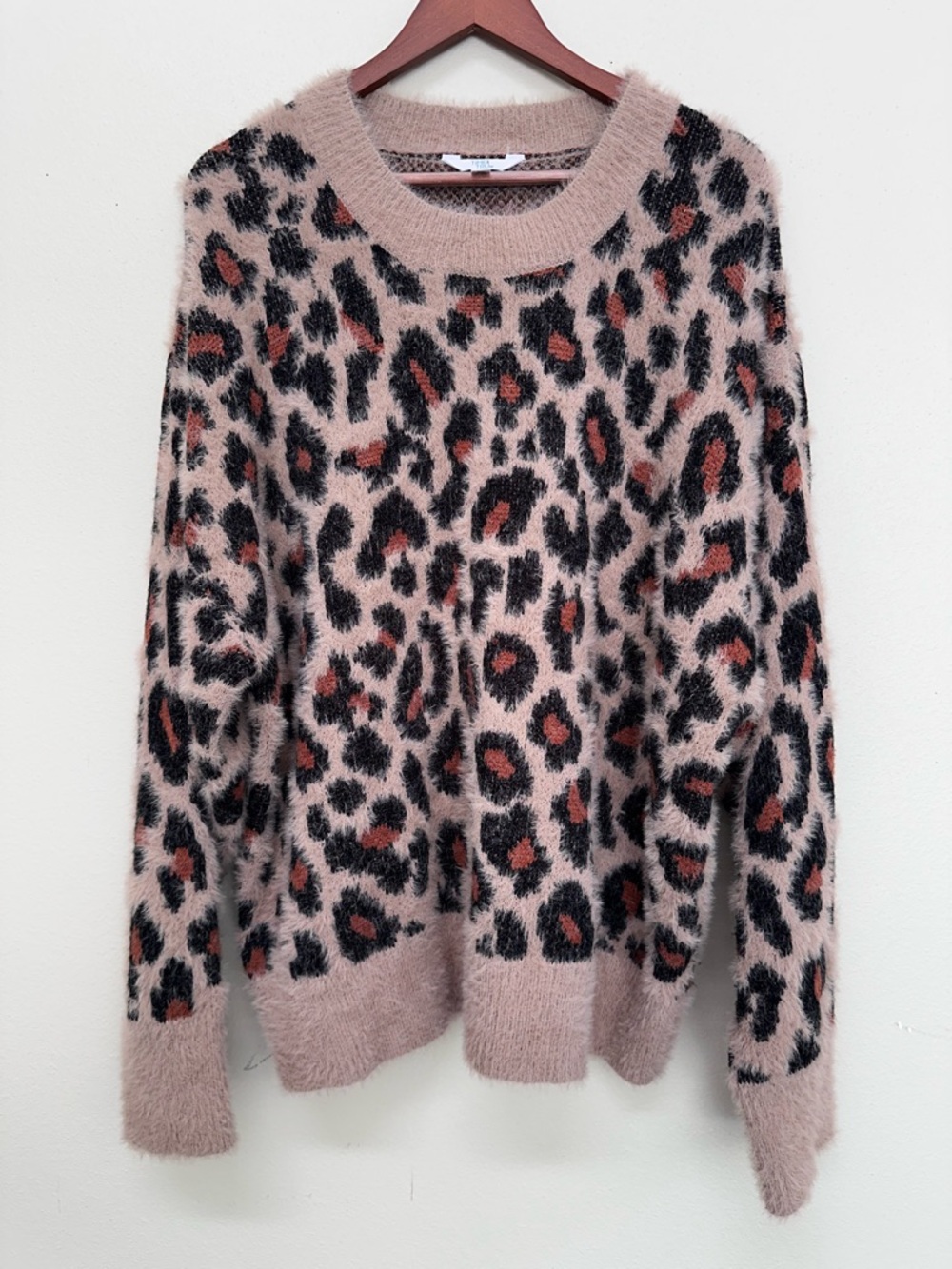 Leopard-Print Fuzzy Crewneck Sweater - super soft and breathable